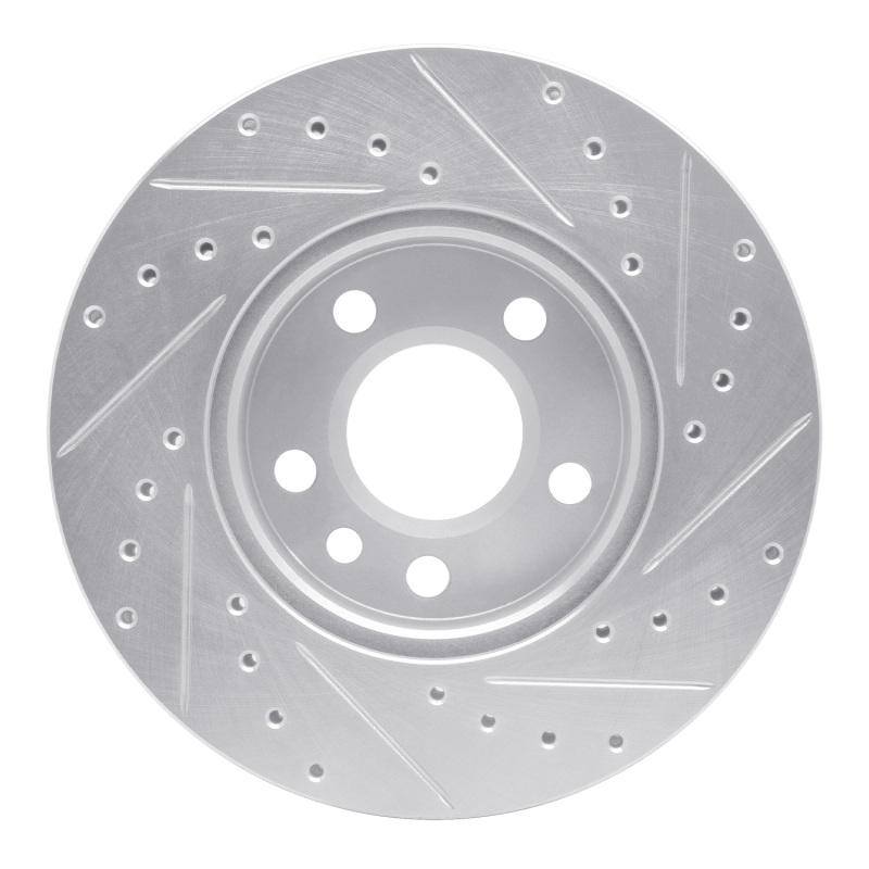 Volkswagen EuroVan Brake Rotor (1) - Front Left - R1 Concepts - Drilled & Slotted - Silver - `96-`00